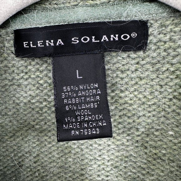 Elena Solano‎ Green Rabbit Hair Blend Ruffle Knit Sweater Cardigan Tie  Women L - Picture 4 of 10